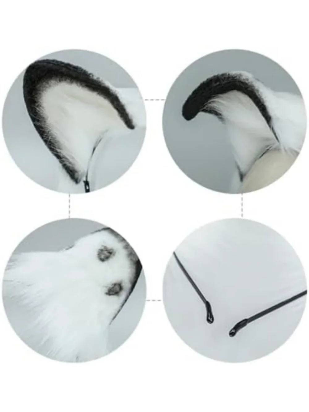 Faux Fur Spotted Snow Leopard Ear Headband & Tail Set - Halloween Costume